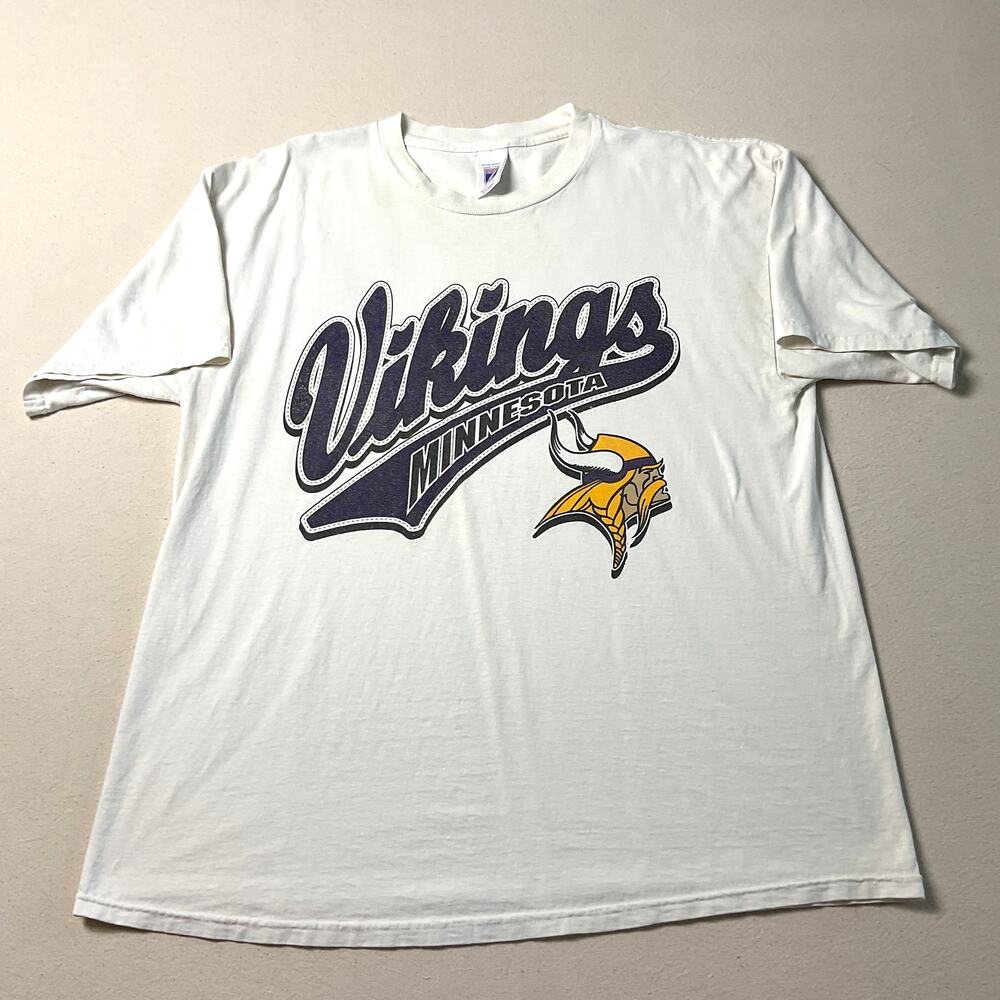 Logo 7 White Minnesota Vikings Football Team Classic Mens Size XL T Shirt